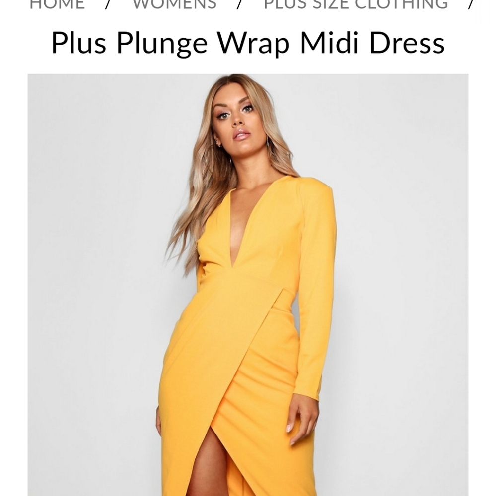 Plus Plunge Wrap Midi Dress
